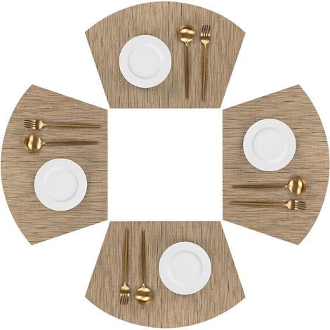 Sous-Plat En Vinyle Tissé - Forme De Coin - 4 Pièces - Dimensions 30 x 45 x 30 Cm - Réversible - Pour Table Intérieure Et Extérieure (1/5)