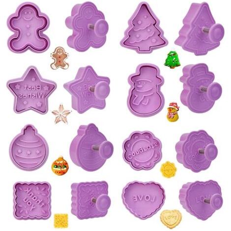 Mini Emporte-pièces de Noël 3D, Ensemble de 8 Emporte-pièces Pressables 3D, Emporte-pièce en Relief estampé pour la Cuisson de Noël (1/5)