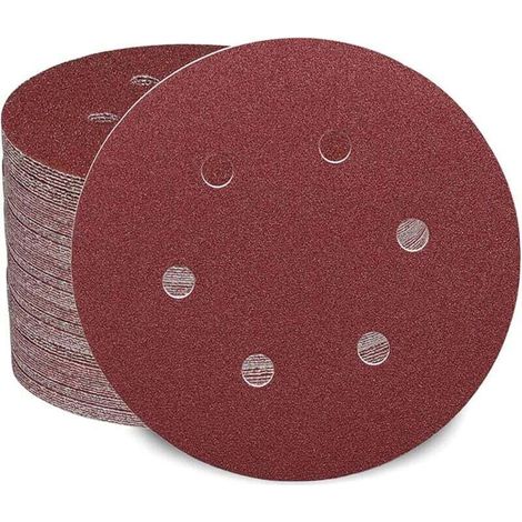 Lot de 100 Disque de Ponçage 150mm Grain 40/60/80/120/180/240/320/400/600/1000 Grains 6 trous Idéal pour Poncer/Polir/Dérouiller (1/4)