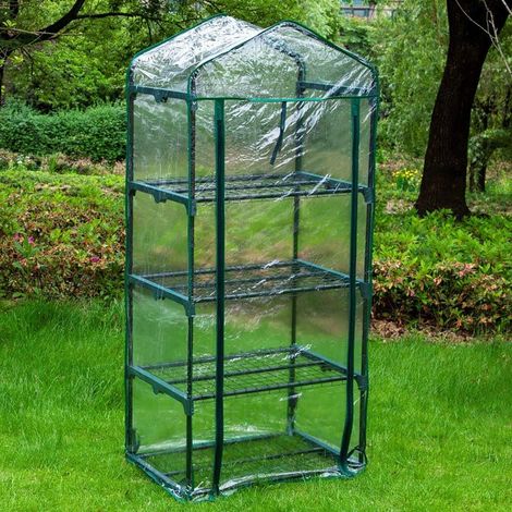 Bâche de remplacement transparente en PVC renforcé pour serre, 69 x 49 x 155 cm, pour 7 niveaux (1/4)