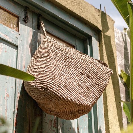 Panier de Rangement Suspendu Panier Mural en Raphia pour Organisation Maison - PANGIVO