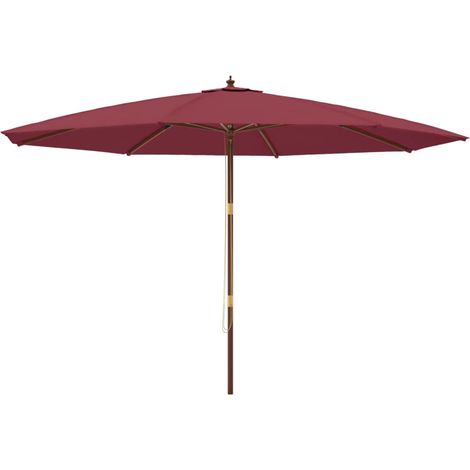 Ombrellone da giardino con palo in legno 400 x 273 cm rosso bordeaux 020008351