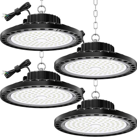 LED Industrielle 100W 4 Pièce, Lampe Atelier Eclairage Garage 10000LM avec Chaîne Métallique 30CM, Driver, 6500K IP65 Projecteur LED Intérieur pour Entrepôts Usines (1/5)