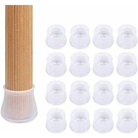 16 protections en silicone pour pieds de chaise, protections de sol, protections rondes et carrées pour pieds de meubles (blanc) DRIVE