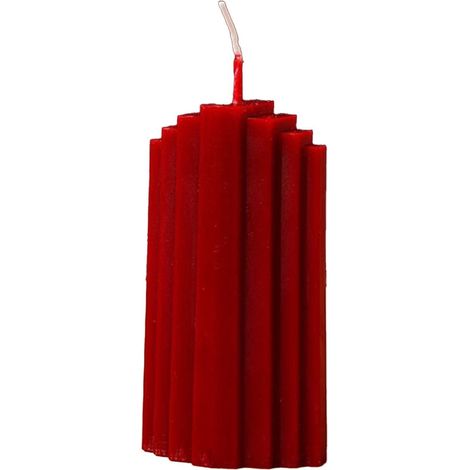 Bougie Colonnes - Cire De Soja - Parfumée - Rouge - 11 x 6 x 3,8 cm - Pour Décoration De Table De Noël Mariage Dîner Romantique - 1 Pièce (1/5)