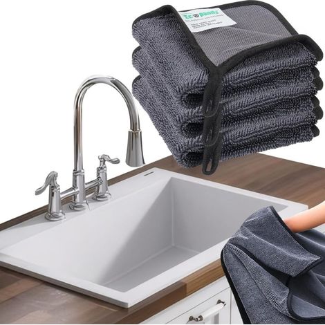 Lot de 3 lingettes nettoyantes visage éclat sans rayures, en microfibre ultra-absorbante, grises (1/5)