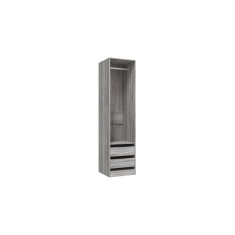 Armoire dressing 1 penderie 2 tiroirs 50cm - Collection Kodok-Chêne gris (1/5)