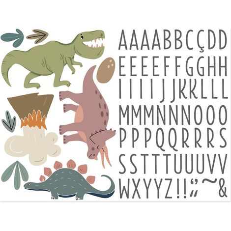 Autocollant Mural pour enfants avec prénom dinosaures (1/2)