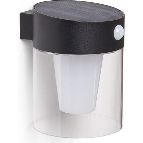 Aplique de Pared Exterior Solar LED 1,5W Aluminio con Sensor de Movimiento Efren Negro (1/5)