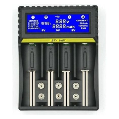 BTY407 chargeur de batterie multifonctionnel 18650 batterie Li-ion/NiMH/NiCd/5AA/7AAA/9V chargeur de batterie (1/4)