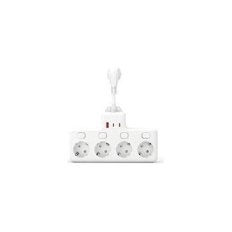 NALOOKAMIC Multiprise avec USB, 4 prises avec interrupteur unique, multiprise avec USB et Type-C, pour cuisine, salon, chambre à coucher, bureau (1/5)