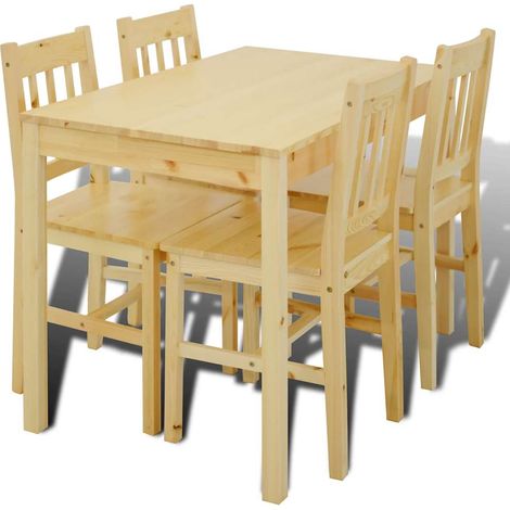 Maison Exclusive - Esstisch Holztisch mit 4 Holzstühlen Esszimmer (1/5)