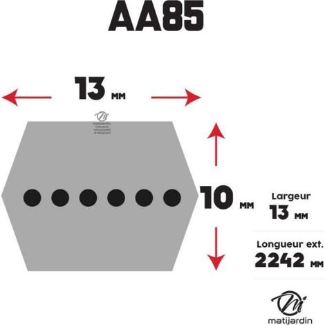 Courroie tondeuse AA85 Héxagonale 13 mm x 2215 mm (1/4)