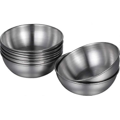 4-teiliges Set runder Mini-Schüsseln aus Edelstahl für den Haushalt, ideal zum Würzen (gold) (4-dw)-silver 8 pieces