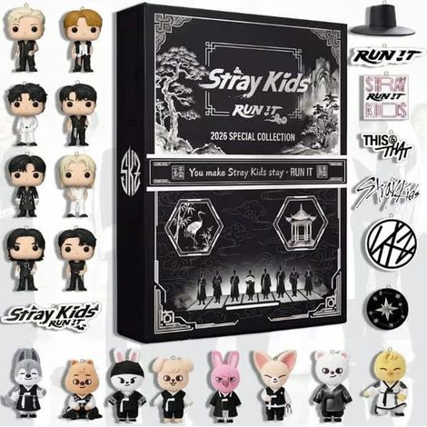 LYERCW - Calendrier de l'Avent 2026 des groupes K-pop, boîte surprise en acrylique avec 24 compartiments, Stray KidsSc (1/5)