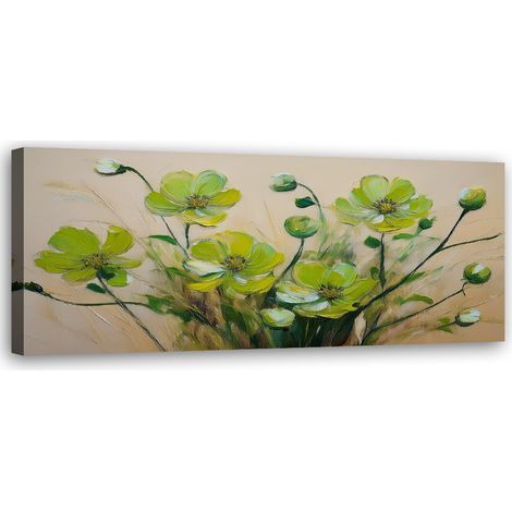 Tableau déco Fleurs vertes Plantes Composition 90x30 (1/5)