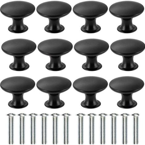 Set mit 12 antiken Schubladenknöpfen aus Messing, 30 mm Durchmesser, Küchenmöbelgriff, Schranktürgriff (schwarz)