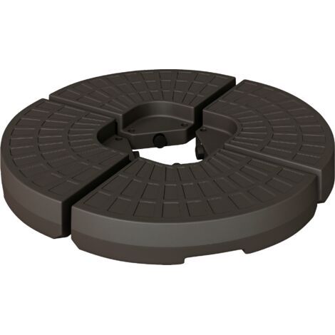 Pied de parasol 4 pièces, poids pour parasol, support de parasol, base en croix lestable avec du sable/de l'eau jusqu'à 25/17 kg, poids pour pied de parasol en PEHD couleur café (1/5)