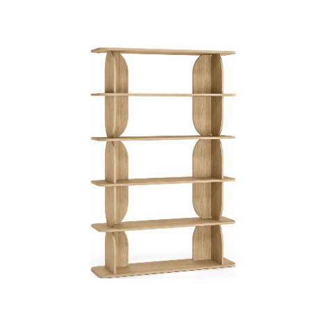 Libreria Contemporanea Con 5 Ripiani A Giorno Design Minimal In Melaminico Per Soggiorno Salotto Studio Corridoio Zona Living E Ufficio 120 X 181.5 X 34 Cm Rovere Naturale (1/5)