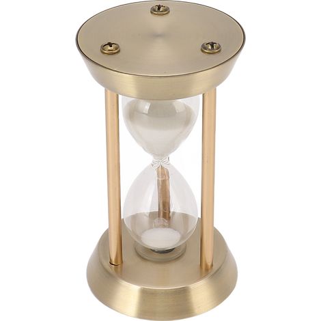 Sablier décoratif en métal de style vintage, finition brillante, avec lame de sablier remplaçable, couleur bronze, mini-horloge, avec fonction de compte à rebours de 10 minutes. (1/5)