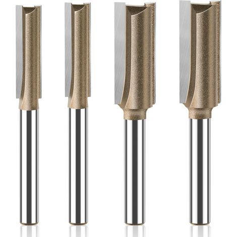 Fresa de 1/4 mm, fresa de corte al ras, broca para fresadora, brocas para fresadora, aptas para carpinteros, aficionados al bricolaje y aficionados a la carpintería. 4 piezas… (1/5)
