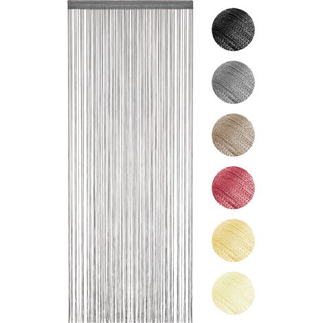 Tenda A Fili Stringhe Anti Mosche Insetti Divisorio Con Asola Passante Per inserimento Di Bastoni Zanzariera Adattabile Con Forbici Zanzariera Finestre Porta Finestra Elegante Tinta Unita Grigio - 10
