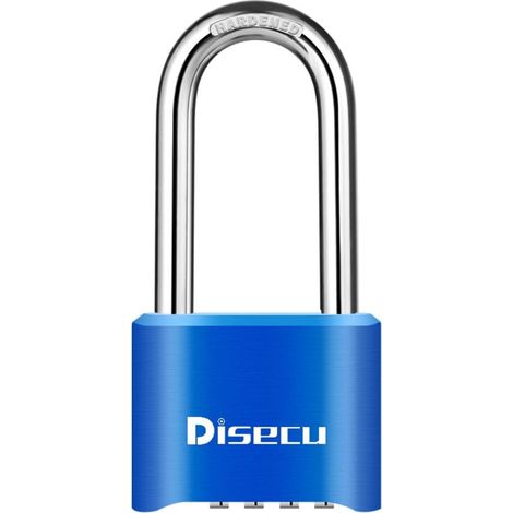 Cadenas à combinaison 4 chiffres robuste, 1 pièce, anneau de 6,3 cm, antivol extérieur étanche pour casiers scolaires, vestiaires, abris, clôtures, portails, coffres à outils (Bleu) (1/4)