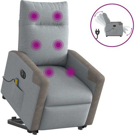 Fauteuil inclinable de massage électrique en tissu gris clair (1/5)