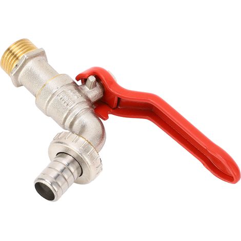 Robinet d'arrosage fileté mâle G1/2" entrée G3/4" sortie en laiton anticorrosion avec étanchéité optimale pour machine à laver (1/5)