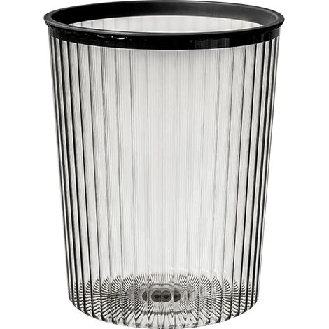 Poubelle transparente avec couvercle à anneau supérieur, grande capacité, bac à ordures ménagères noir (1/5)