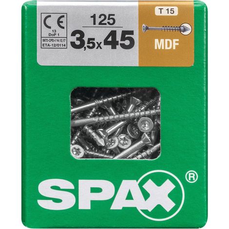 SPAX Lot De 125 Vis Acier Tête Fraisée Pozidriv Spax, Diam.3.5 Mm X L.45 Mm (1/3)