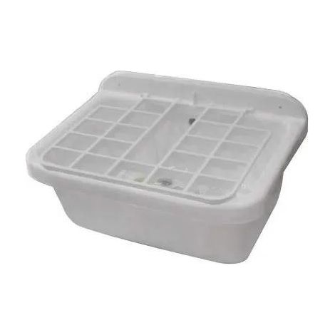 Regiplast – Poste d'eau 18L – Matière synthétique blanche résistante – Vidage avec trop plein – Bouchon avec chaînette – Équerre et vis de fixation (1/7)