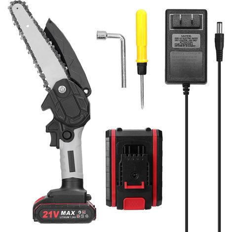 Scie d'élagage électrique portable 21 V, 15 cm (6 pouces), petite tronçonneuse pour fendre le bois, moteur à balais, utilisation à une main, prise américaine, 2 batteries, multicolore