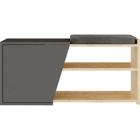 Schuhschrank Neneng, Schuhregal 2 Ebenen, 4 Fächer, 1 Tür, 104x47x37h cm Eiche Braun