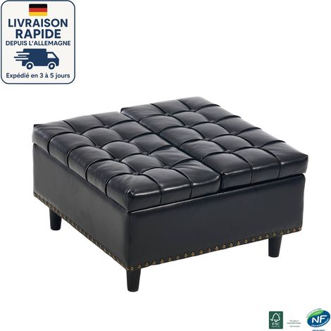 MODFU - Sgabello elevabile con contenitore, adatto per soggiorno e camera da letto, 75×75×41cm, PU, nero (1/5)