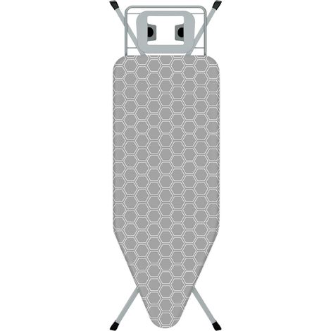 Table à Repasser 120 x 45 cm STANEW, avec Housse en 100% Coton, Planche à Repasser Pliable, Système Anti-Fermeture, Hauteur Réglable, Support de Fer Intégré, Pieds Antidérapants(Gris nid d'abeille)