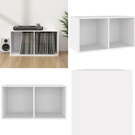 Boîte de rangement vinyles Blanc 71x34x36 cm Bois d'ingénierie - Boîte De Rangement Vinyle - Meuble Rangement Disque Vinyle - Rangement Lp - Coffret Vinyl - Protection Disque Vinyle - Home & Living (1/5)