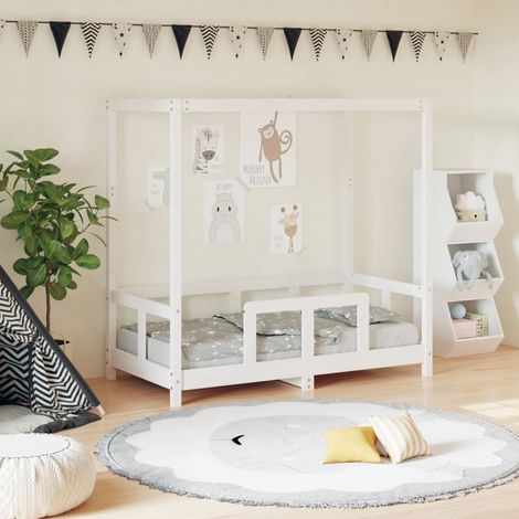 vidaXL Giroletto per Bambini Bianco 70x140cm in Legno Massello di Pino (1/5)