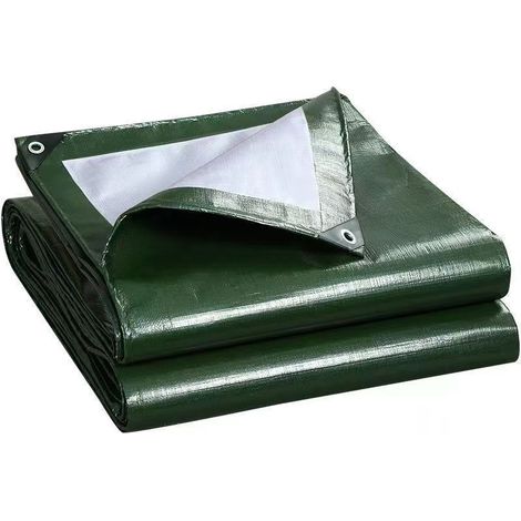 Bâche Sol Camping 200x200cm Vert Militaire/Argent PE Imperméable Anti-Humidité Œillets Métal Tapis Sol Protection Tente Pique-Nique (1/5)