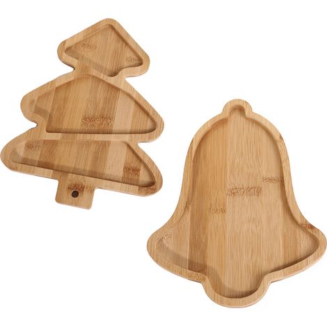 Plato de postre de bambú [Plato de bambú decorado] + Bambú decorado + Plato dividido + Lindo árbol de Navidad + Plato de postre de 2 piezas + Plato de frutas (1/5)