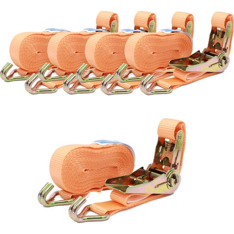 5x Profi Ratschen Spanngurt Spanngurte Zurrgurt 2-tlg 6m 0,8t 0,8to 800kg TÜV/GS ORANGE (1/3)