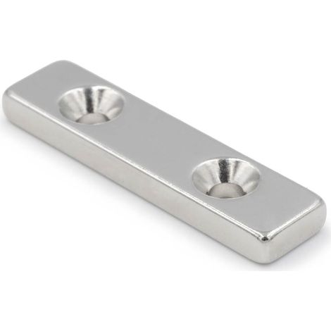 MAGNETE A PIASTRA IN NEODIMIO CON FORI PER VITE 40x10x4mm rettangolare HUNTER