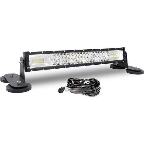 Barre Lumineuse à LEDs de 56 cm 22 Pouces avec Support magnétique, kit de câblage 12V, projecteur à 3 rangée de 270W pour Car Off Road Truck SUV 4x4 Trailer, 6000K (1/5)
