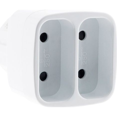Zenitech – Multiprise biplite 2x2P 6A façade – Protection enfant intégrée – Conforme norme NF – Pour petits appareils domestiques (1/6)