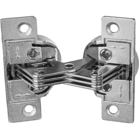Charnière pour meuble 45° – Angle d'ouverture 135° – Acier nickelé – Réglage hauteur 3mm – Épaisseur porte 16-22mm (1/4)