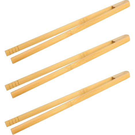 Juego de 3 Pinzas para Barbacoa, Pinzas para Salchichas de Madera de Haya de 30 cm, Pinzas de Cocina de Madera de Primera Calidad con Fresado Ranurado, Pinzas para Tostadas para Ensalada, Barbacoa, Fi (1/5)