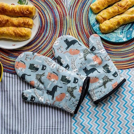 1 paio di guanti da forno - Guanti resistenti al calore - Guanto per barbecue - Guanto per griglia e forno - resistenti al calore - accessori per barbecue - Guanti termoisolanti - Cucina - Poliestere (1/4)