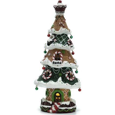 Albero di natale pan di zenzero biscotto verde H35 con luci idea regalo natalizia decorazione ceramica casa cucina ambienti (1/2)