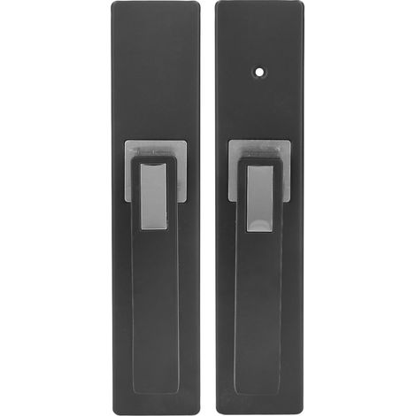 Poignée de porte aluminium alliage, verrouillage silencieux, design ergonomique noir argenté, kit complet avec 3 clés pour chambre et salle de bain (1/4)