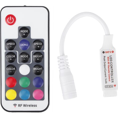 Contrôleur LED RGB Mini - Dimmer Sans Fil RF 17 Touches - 5V À 24V - Pour Maison Et Commerce (1/5)